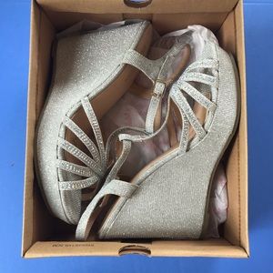 Sparkly Silver wedges